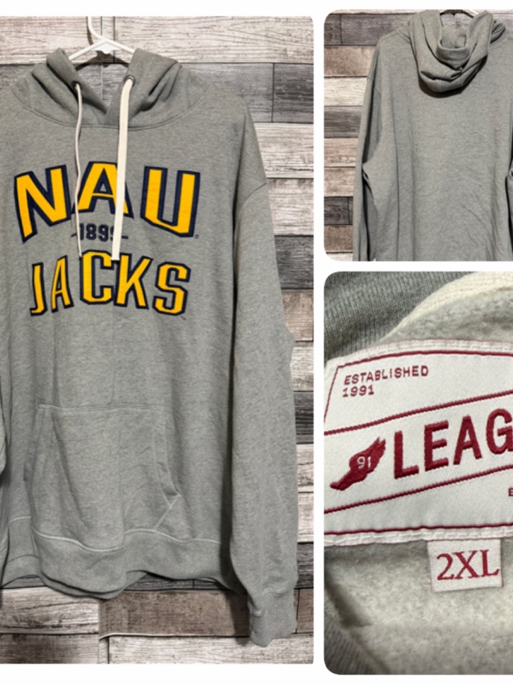 League Northern Arizona University Lumberjacks Hoodie Men’s 2XL Gray Fleece
